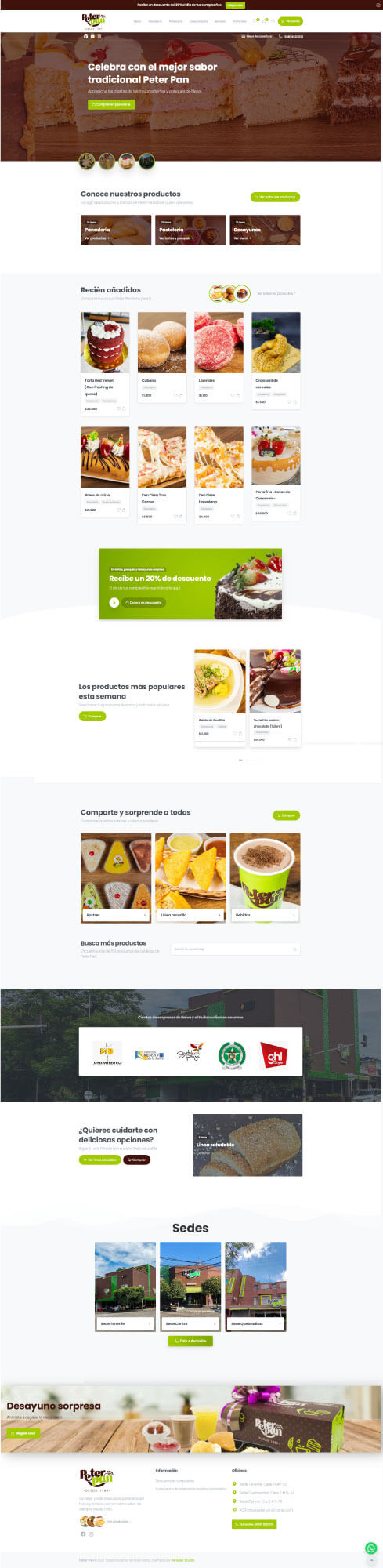 Peter Pan Bakery website full-page screenshot