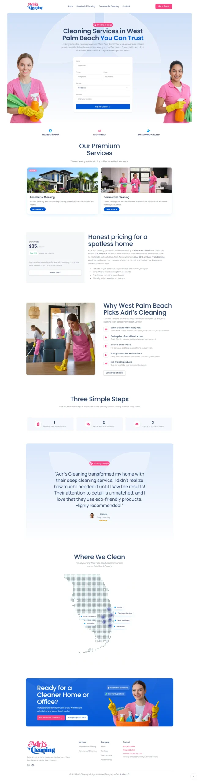Adri's Cleaning website full-page screenshot
