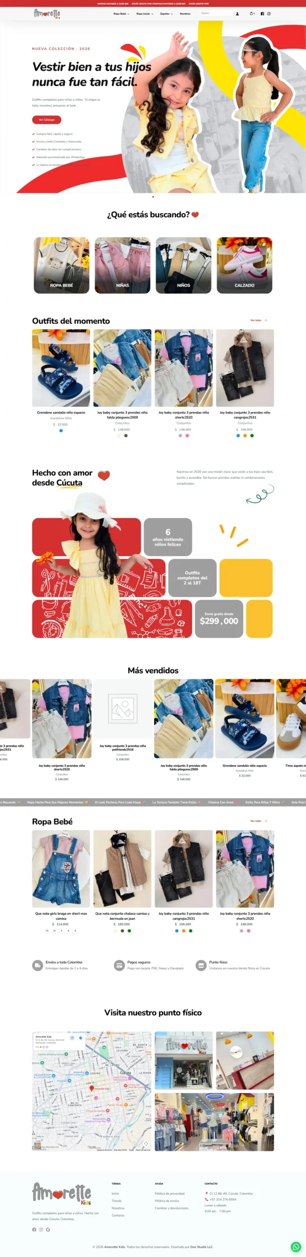Amorette Kids website full-page screenshot