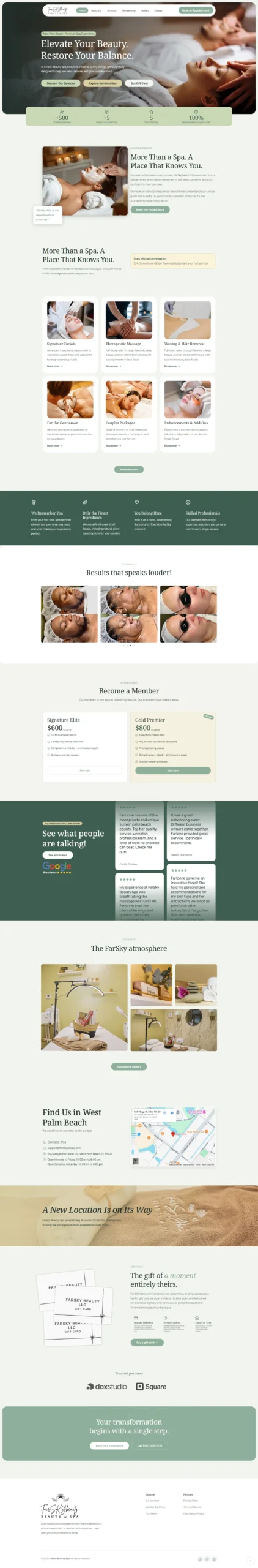 Farsky Beauty Spa website full-page screenshot